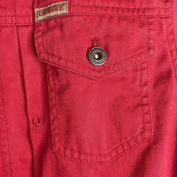 Lauren Ralph Lauren Women’s Red Trucker Jacket Size Petite Small - Picture 5 of 14